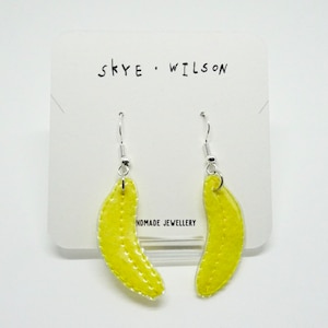 Felt banana dangle earrings/ handmade jewellery/ sustainable gift