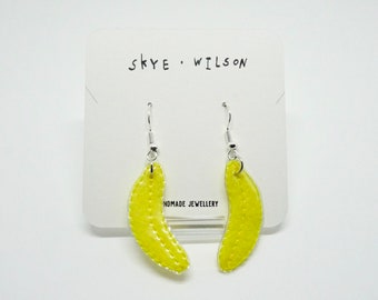 Felt banana dangle earrings/ handmade jewellery/ sustainable gift