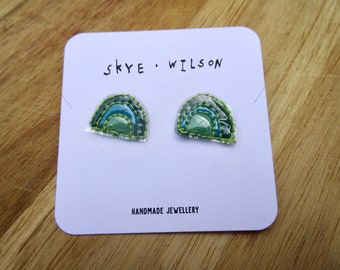 Felt retro stud earrings/ handmade jewellery/ sustainable gift