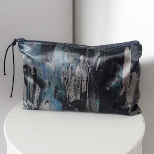 printed satin make up bag