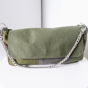 Green patchwork handbag