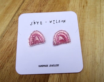 Felt retro stud earrings/ handmade jewellery/ sustainable gift