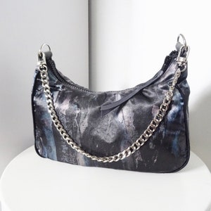 Printed satin handbag