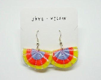 Fan dangle earrings/ handmade jewellery/ sustainable gift