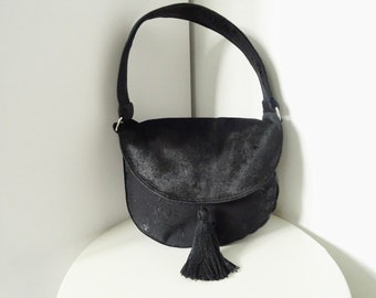 Velvet handbag with tassel/ handmade purse/ sustainable gift