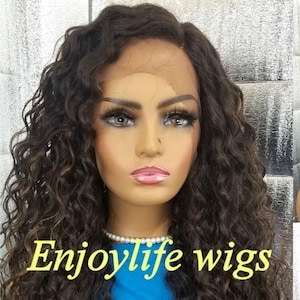 Double Brown highlighted big density Hawaiian water wave big density lace front wig