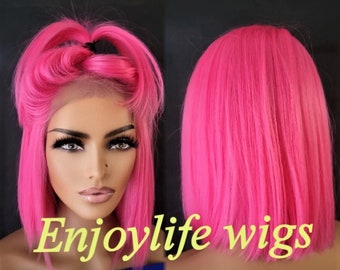 h.d pink dream bob lace front wig