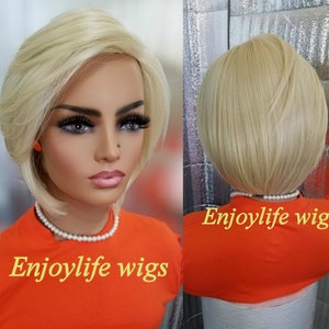 sexy simple natural looking blonde bob non lace front wig with deep side part