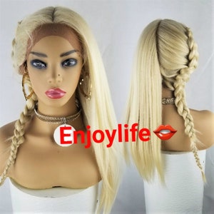 blonde straight multi part lace front wig can be style so many ways