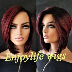 burgundy dark root deep red wine dream bob wig