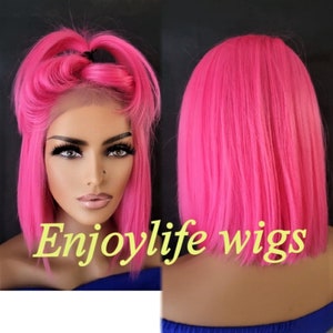 h.d pink dream bob lace front wig