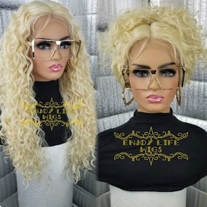 water wave blonde curly lace front wig