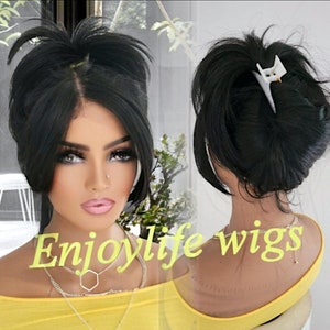 Black natural-looking Hd lace front loose wave black wig 360 perfect for updo hairstyles