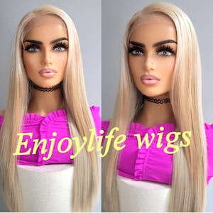 blonde straight side part h.d lace wig with beautiful balayage soft light beige brown highlights this wig is stunning