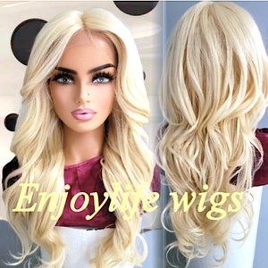 Wavy blonde h.d 613 straight lace front natural looking wig perfect for all skin tones with shifting parts