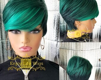 Green Ombre Wig Etsy