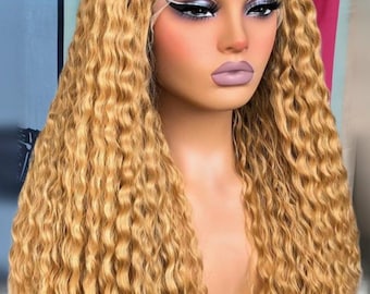 Golden honey blonde. Curly wavy hd lace front wig sexy and natural looking