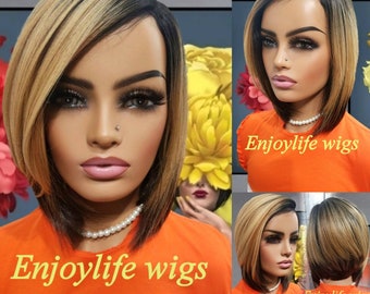 Omg yes girl this bob wig gives life brown blonde gold highlighted to perfection