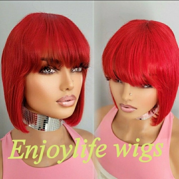 Apple Red Crush Bang Sexy Wig 100 Percent Humanhair  display picture 3