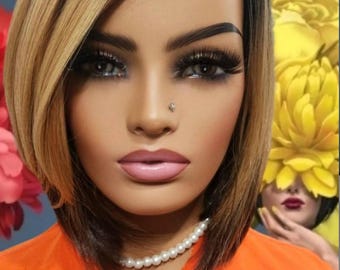 Omg yes girl this bob wig gives life brown blonde gold highlighted to perfection