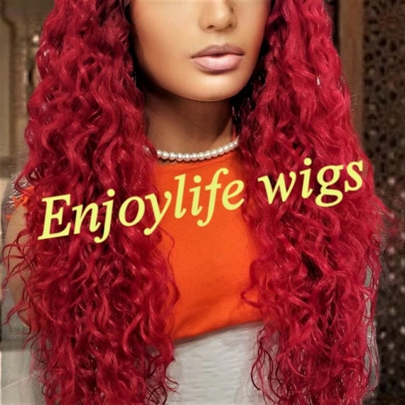 Sexy Hot Red Curly Wavy Natural Looking H.d Lace Front Wig  display picture 3
