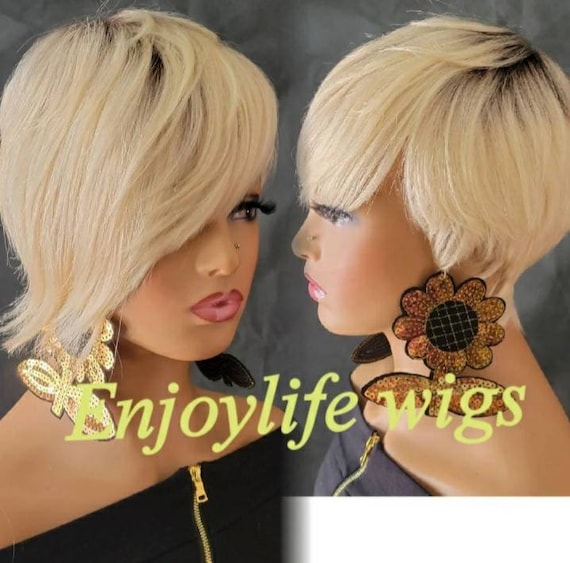 Parrucche Phashion Pixie Cut Parrucca Africana Colorata E Naturale Con Onda Delle Da Per Donne Nere Capelli Corti Lisci Realizzati A Macchina Nessun Pizzo - Foto 7
