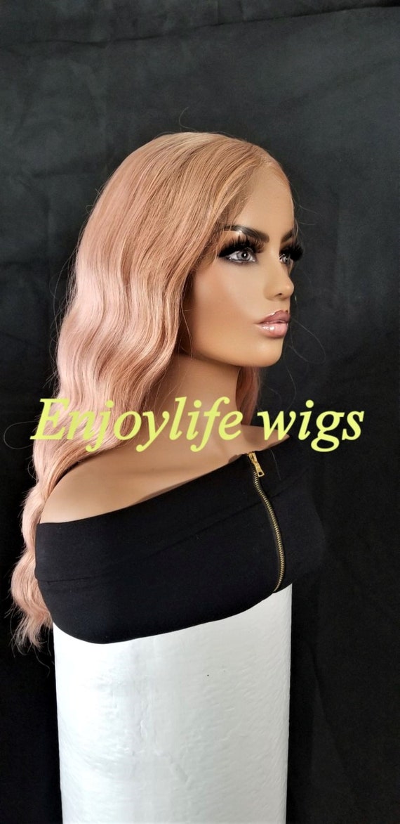 Sexy Rosegold lace front bob wig with side part Rose Gold Ombre Pink Bob Natural Part Wig - Etsy main image 3