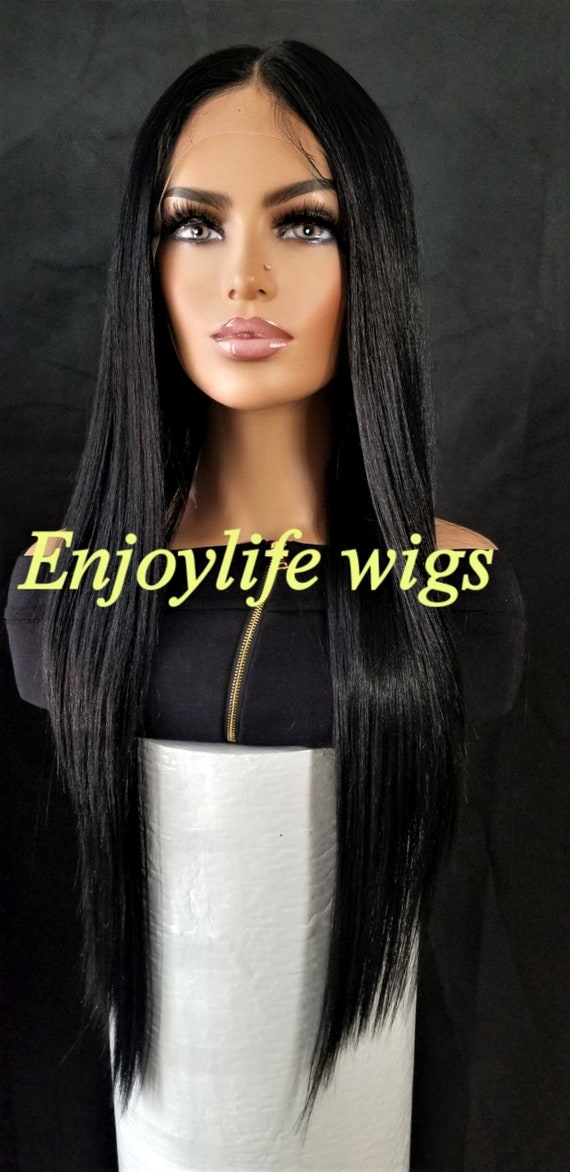 Black Silky Straight H.d Lace Front Wig Natural Look - Etsy display picture 1