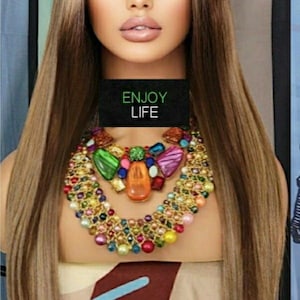 シルキーストレートブラウンバラヤージュ HD レースフロントウィッグ、ブロンドのハイライト付き