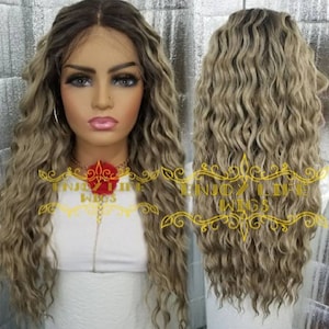 Ash brown ombre blonde honey lace front wig