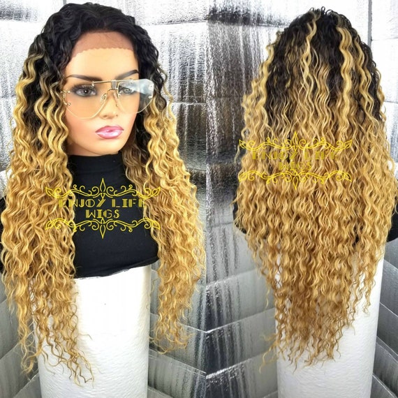 Ombre Blonde Honey Black Root Lace Front Wig - Etsy display picture 3