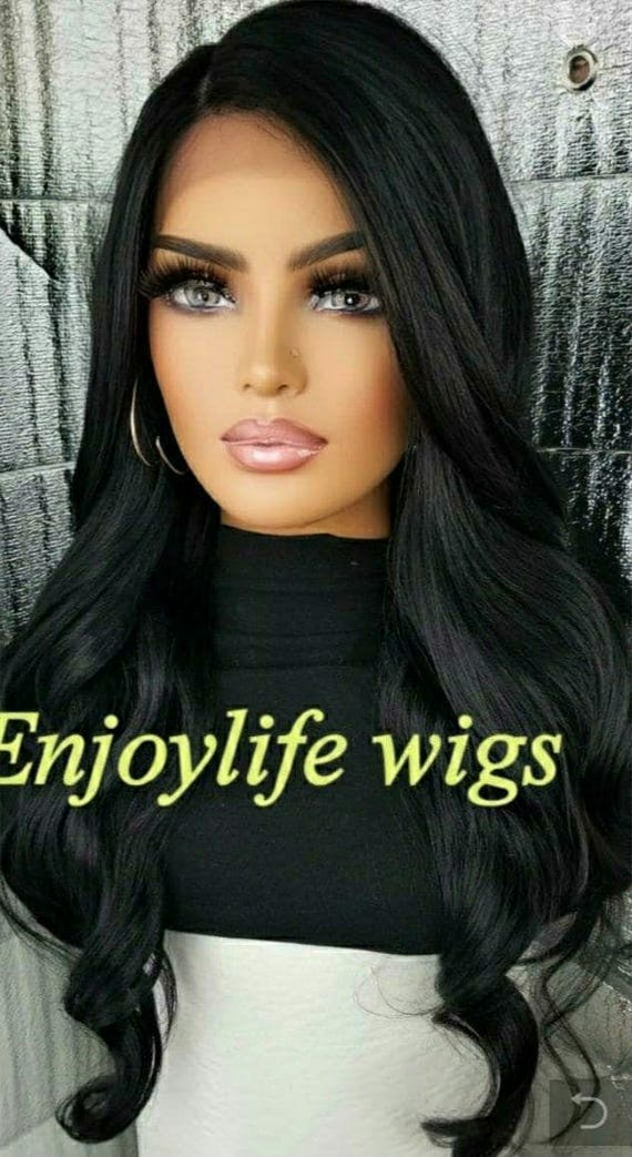 Buy Free Part Hd Lacefront Wavy Black Wig 360 Online in  display picture 3