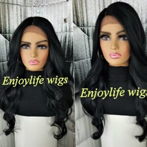 free part Hd lacefront wavy black wig 360