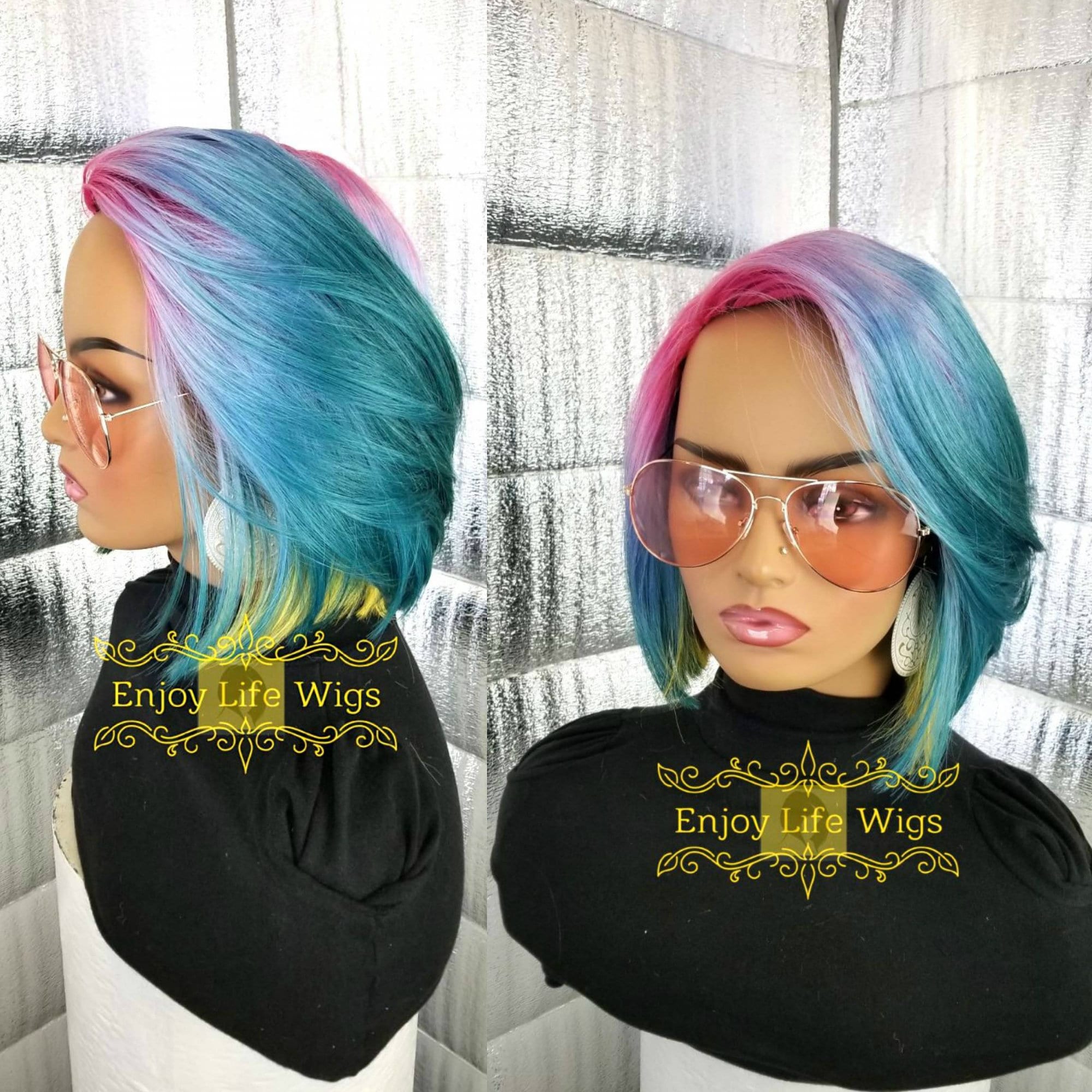 Pink blue and yellow wig 2025