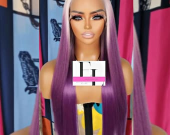 Purple Plum Blonde Straight Wig, HD Lace Front