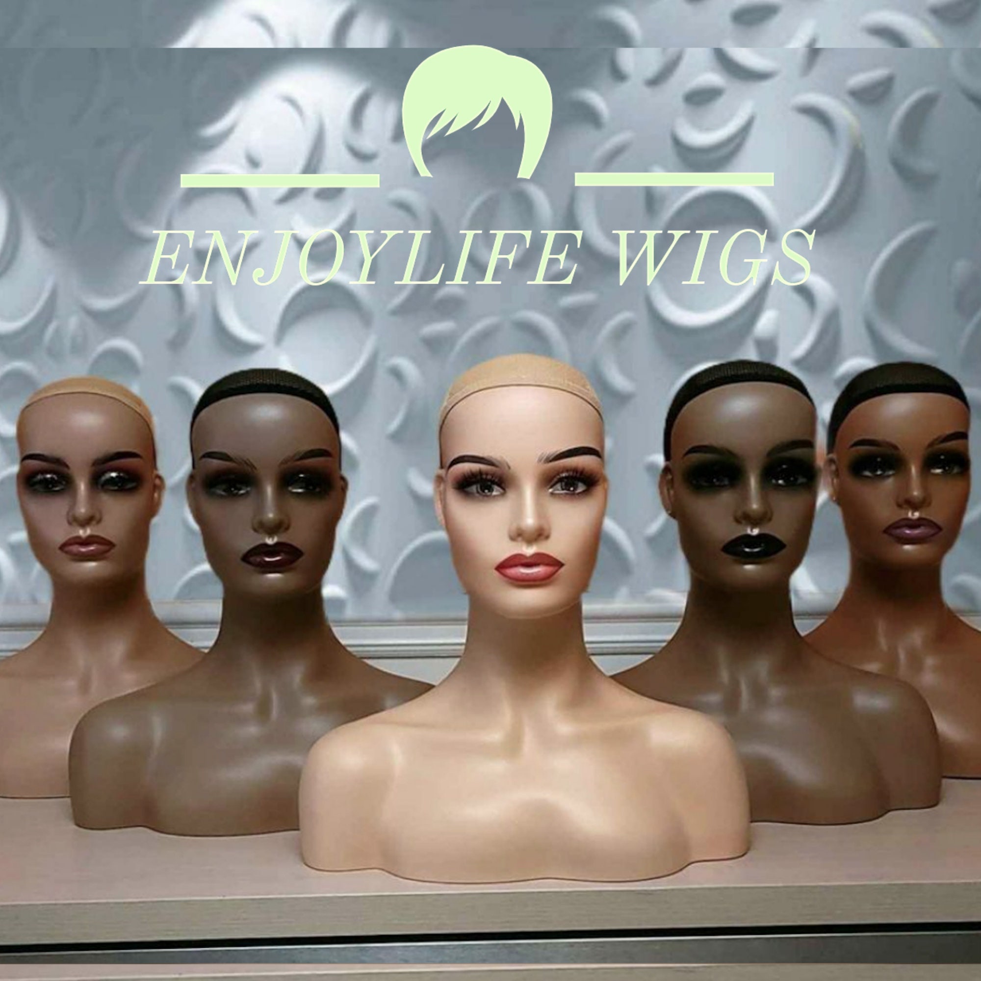 1 Set Head Model and Holder Wig Display Model Mannequin Stand for Store Salon, Size: 20X15X25CM