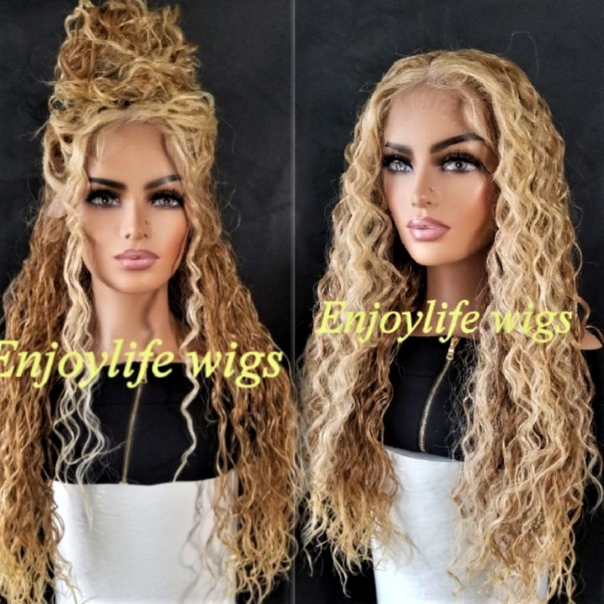 ombre blonde  balayage honey blonde water wave lace front wig