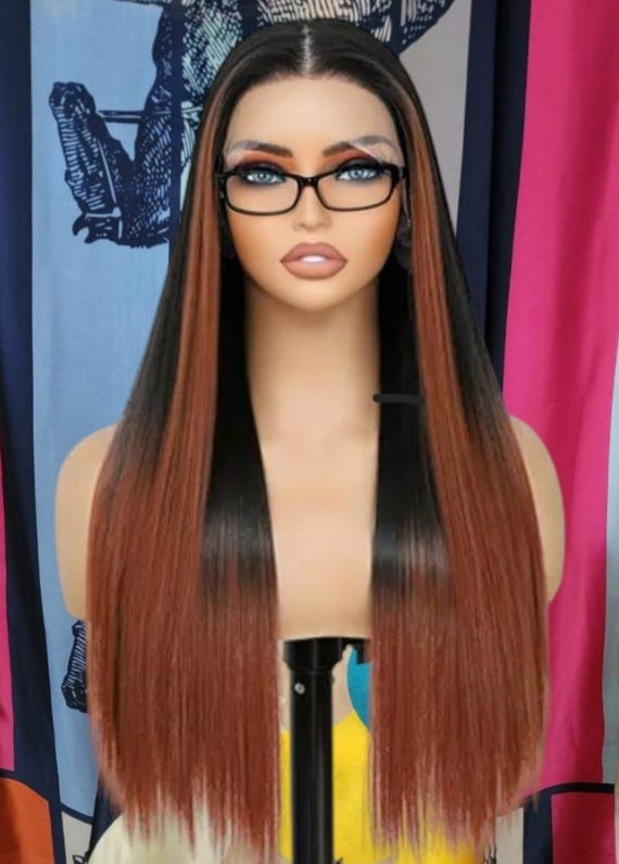 Natural Looking Dark Root H.D Copper Brown Straight Lace 