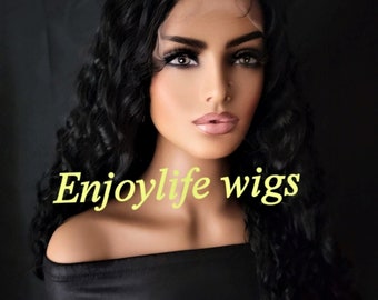 Curly Black Water Wave HD Lace Front Wig - Etsy display picture 3