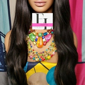 Black brown balayage highlighted h.d extra long wavy  lace front natural looking  wig