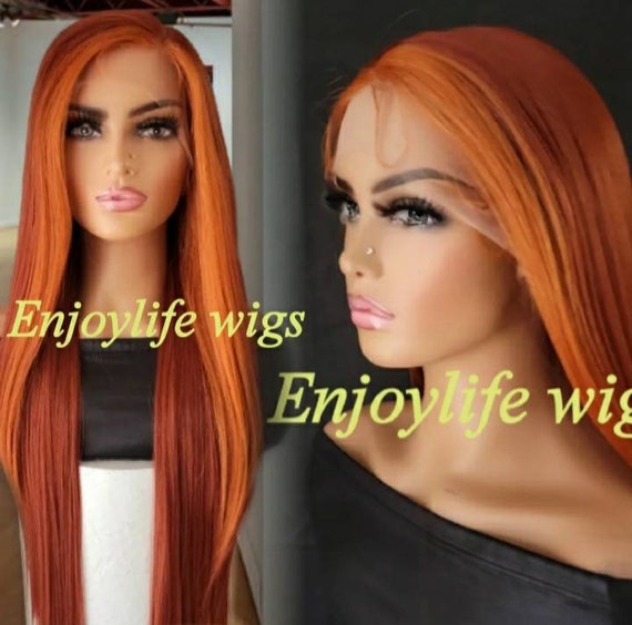 Firestarter Burning Orange Copper Natural Looking Lace Front  display picture 1