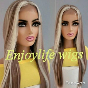 Vanille blonde chocolate highlighted  piano balayage wig