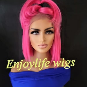 h.d pink dream bob lace front wig