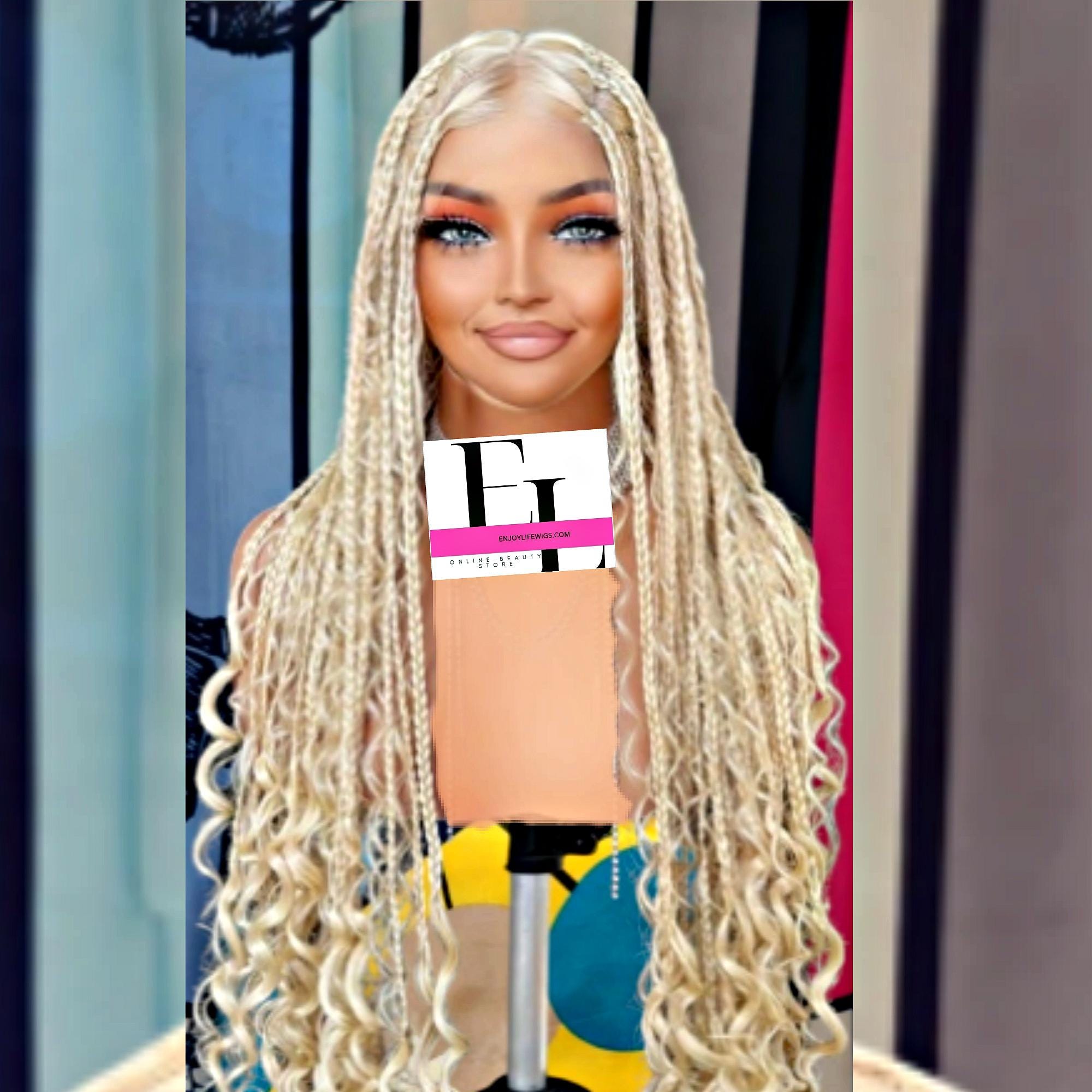 Braided Blonde 3 parts lace wig knotless braidedwig(blond With Black root) Braided Wig For  main image 2