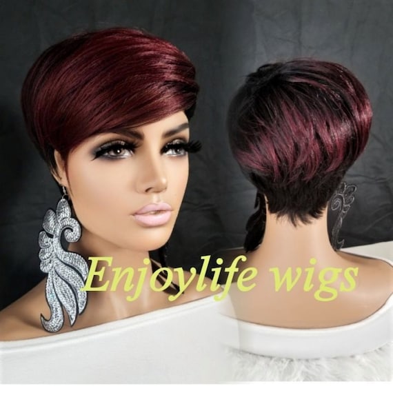Short 2024 burgundy wigs