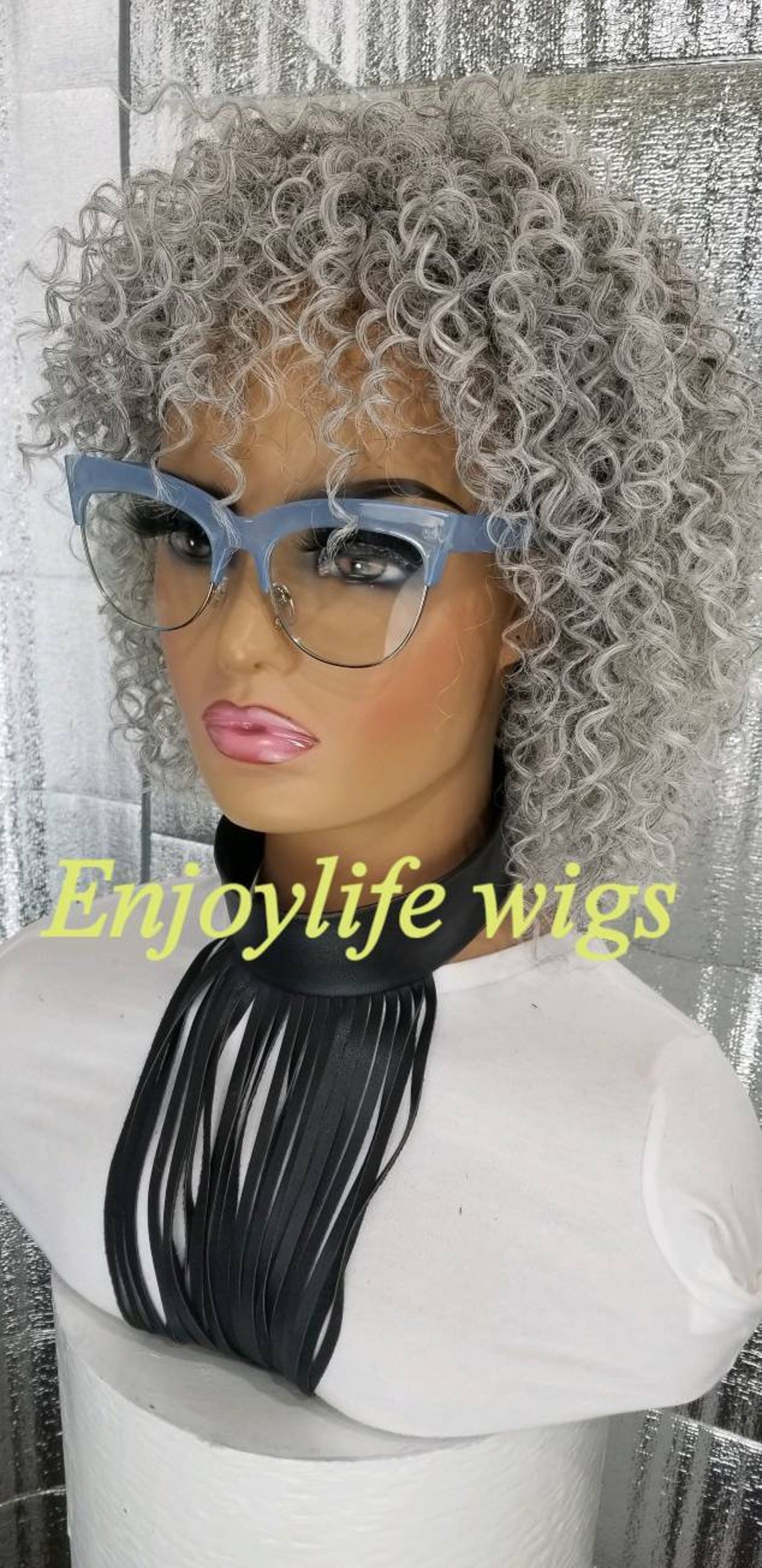 Salt and pepper grey ombre curly kinky afro wig natural Etsy