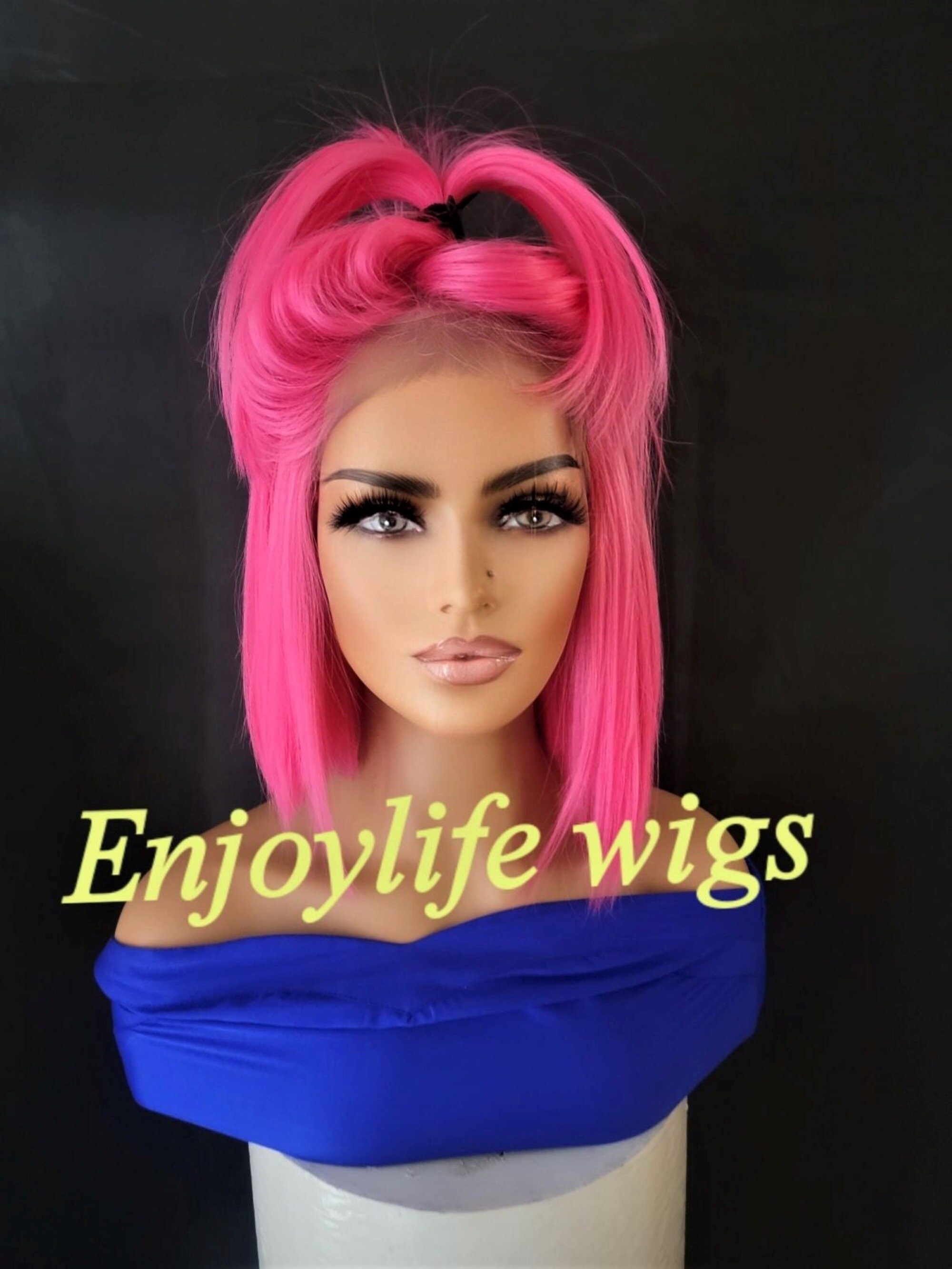 H.d Pink Dream Bob Lace Front Wig - Etsy display picture 1