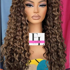 brown balayage dream highlighted natural curly h.d lace front wig