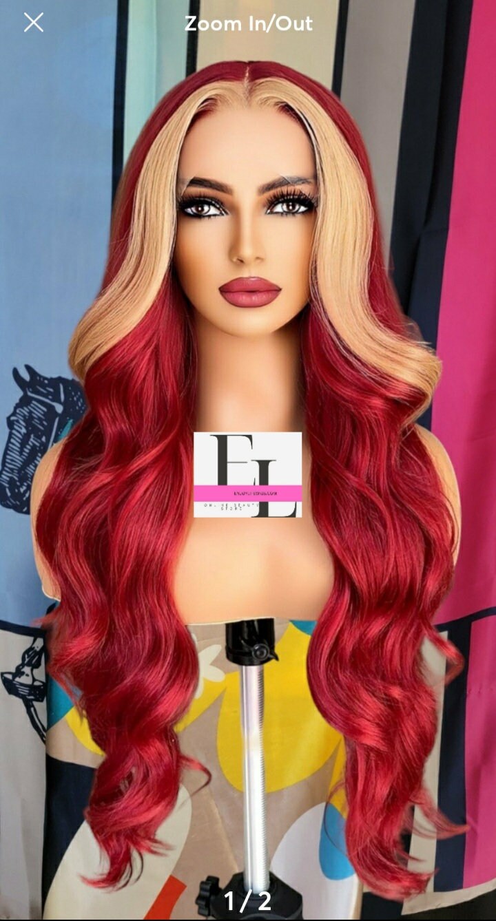 Deep Wave Red Blonde Streak Dream Red Crush H.d Lace Front  display picture 3