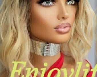 Sexig askblond baylayage vågig naturlig spetsfrontperuk